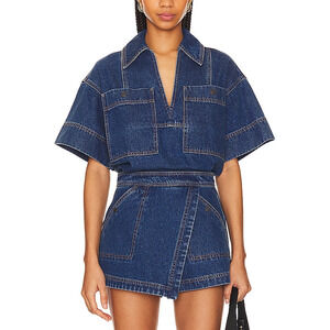 Shona Joy 'Rita' Blue Cotton Top Size 4